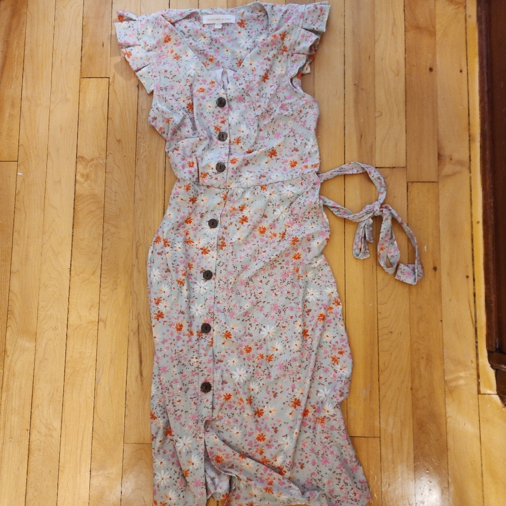 Women's teal floral dress size L (Monteau Los Angeles)